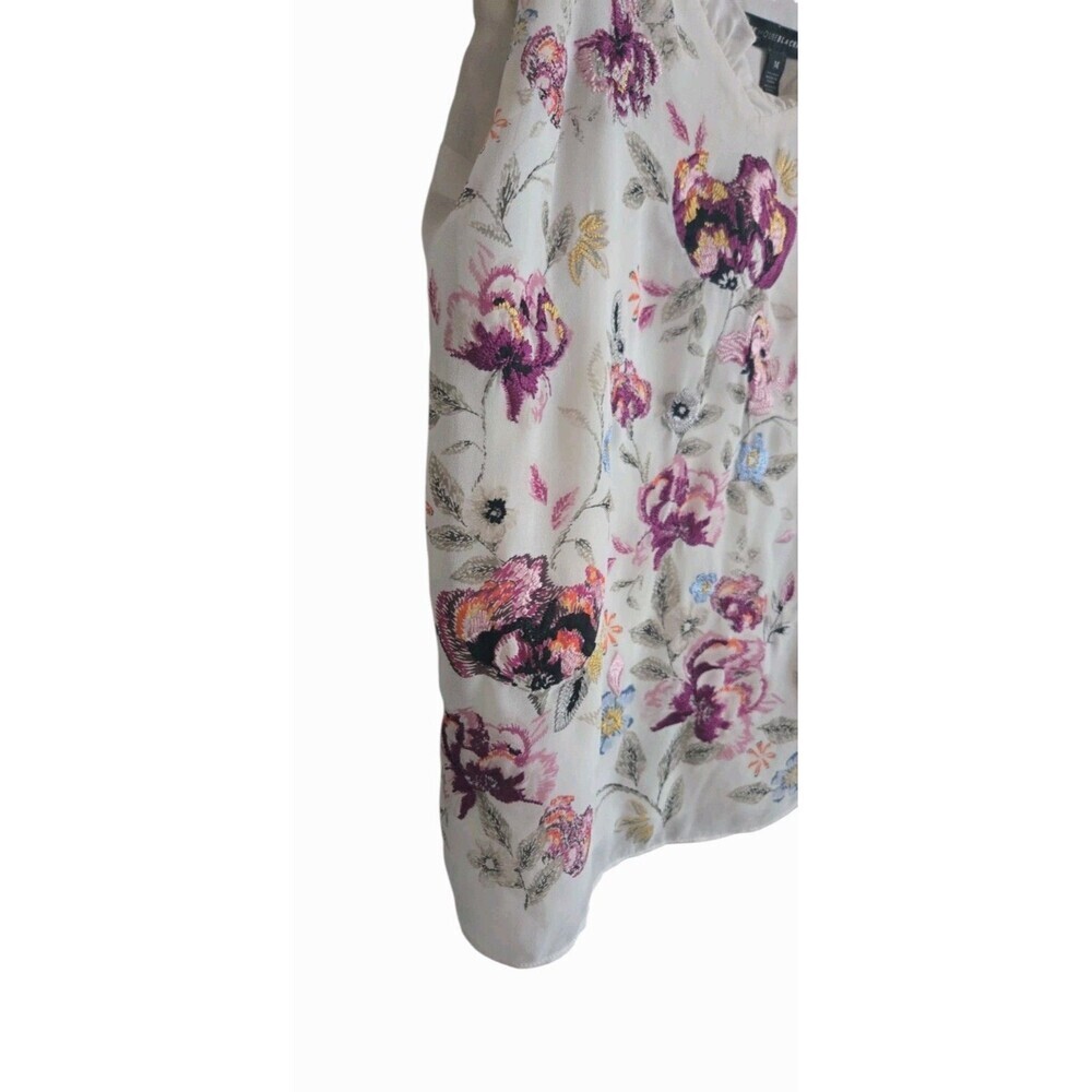WHBM White Ruffle Floral Embroidered Cami Tank Lined Size Medium - Picture 7 of 9
